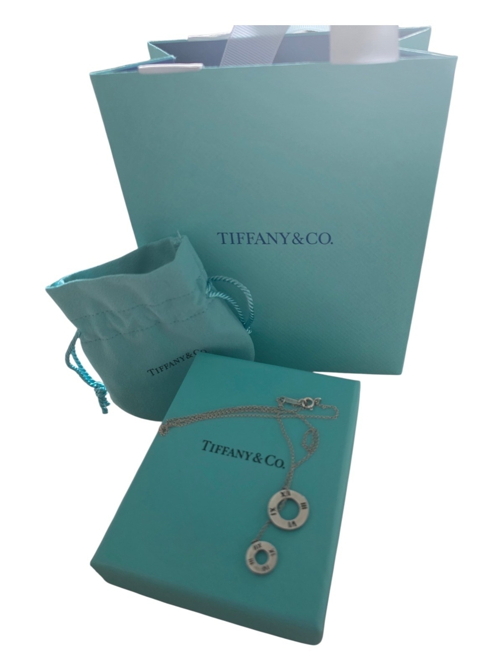 Tiffany & Co. Sterling Silver Double Circle Pendant Necklace in Tiffany Blue